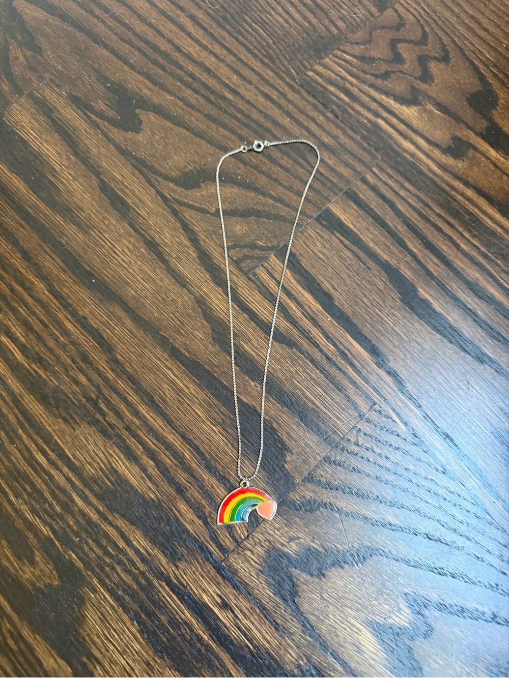 Silver-toned Rainbow Pendant Necklace